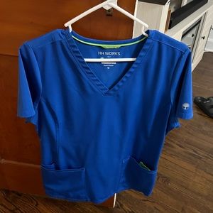 Healing hands scrub top. Royal blue